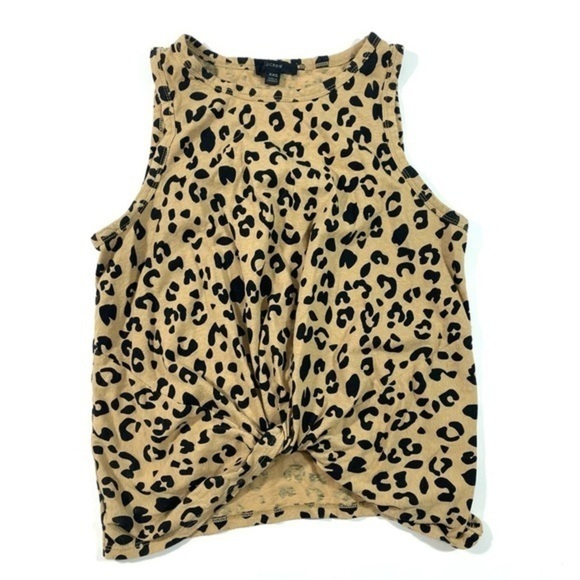 J Crew Slub Twist Front Tank Top Leopard Print Size XXS - Picture 1 of 7